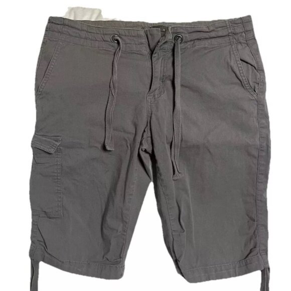 Prana Shorts Womens Size 8 Grey Canvas Outdoor Zip-Up Drawstring Active Casual - Picture 1 of 3
